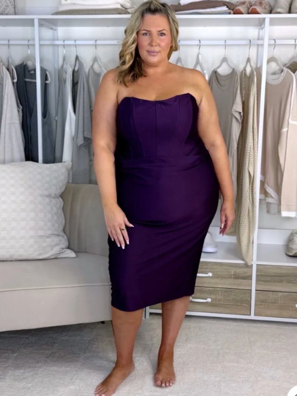 B.Darlin Strapless Midi Occassion Dress